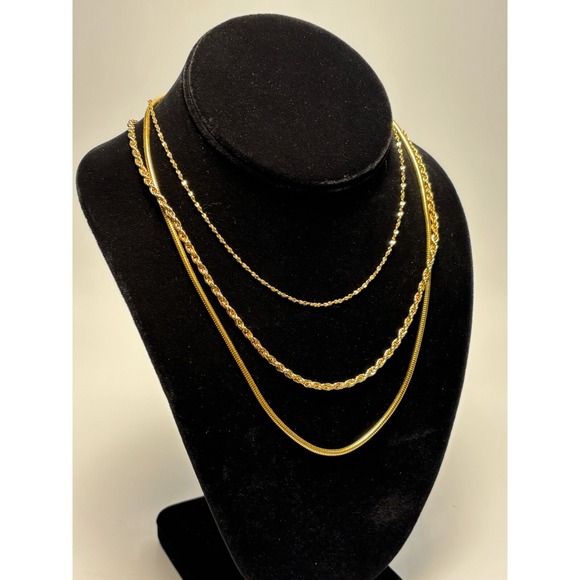 Delicate Gold Tone Chain Necklace Lot‎ Rope Signed Crown Trifari And Others - Picture 5 of 7